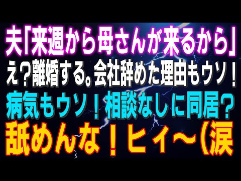 【スカッとする話】夫「来週から母さんが来るから」え？私「離婚するね。会社辞めた理由もウソ！病気もウソ！相談なしに同居？舐めんな！」ヒィ～！