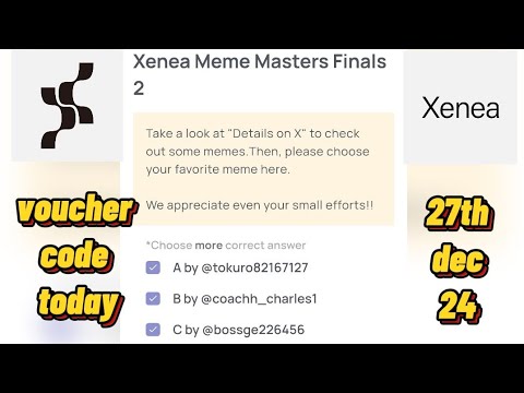 xenea wallet voucher code today 27th , xenea daily quiz code today #xenea #xeneawallet #wallet