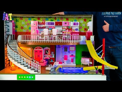 DIY Miniature Dollhouse  NEW  Room ~ SWIMMING POOL, WATER SLIDE, Kitchen, Living Room, Bedroom