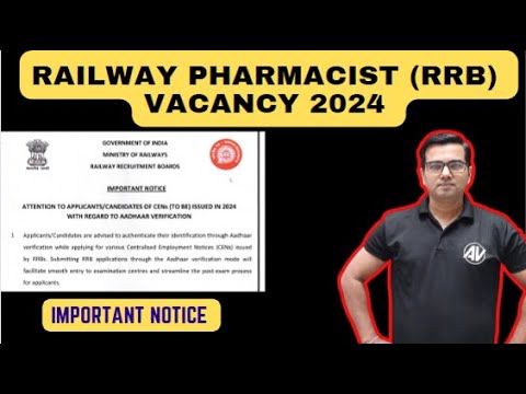 Railway Pharmacist (RRB) Vacancy 2024 II important notice