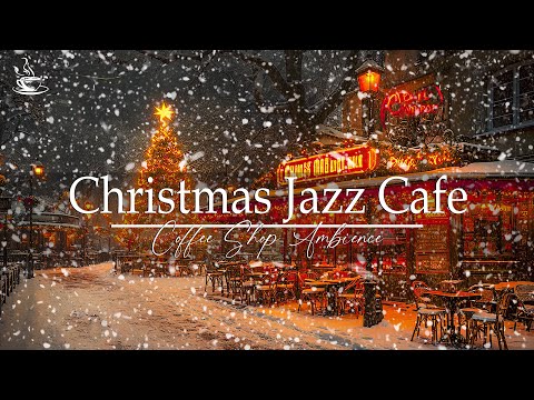 Winter Light Jazz❄️Outdoor Cafe With Snowfall And Christmas Jazz Instrumental For Relaxing Day☕