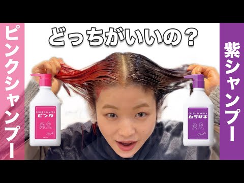 ピンクシャンプーとムラサキシャンプーどっちがいい？話題のカラーシャンプーを検証！【プリュスオー】