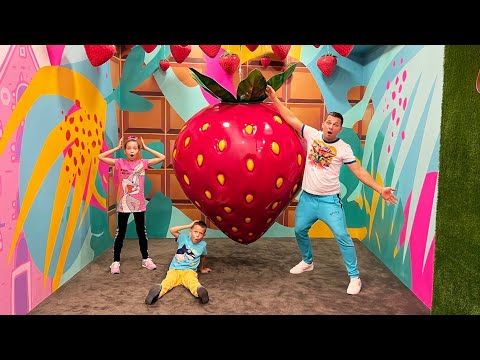 Sofia and her family have fun playing on the indoor playground and swinging on the swing