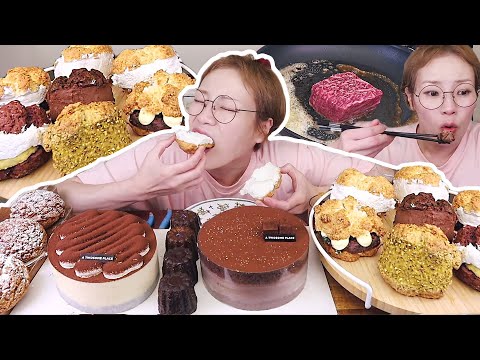 크림 가득 스콘과 비스킷슈, 투썸 케이크 먹고 후식으로 소고기 먹방 20241006/Mukbang, eating show