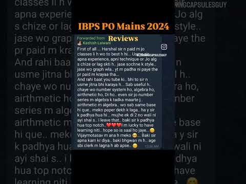 IBPS PO Mains 2024 Reviews | ये आप की मेहनत है, परिणाम भी आप का होगा #harshalsir #bankexam #ibpspo