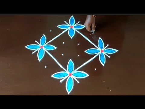 6*2 dots simple rangoli designs🌺thipkiyanji rangoli🌺muggulu🌺gokulastami rangoli🌺 vilakku kolam