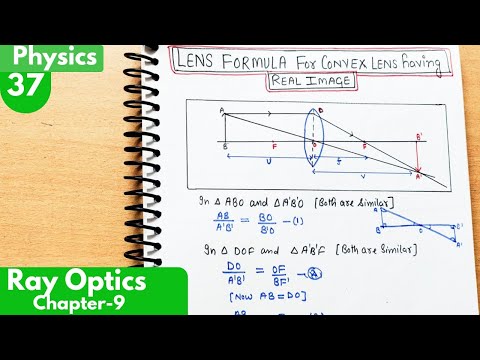 37) Lens formula for Convex lens having Real Image| Ray optics and optical instruments class12