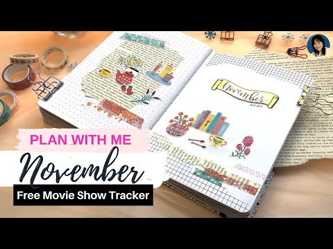 PLAN WITH ME | Bullet Journal November 2020 | Sticker Theme | Free Movie & TV Show Tracker Printable