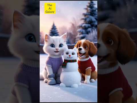 Cat made snowman #catvideos #catvideo #shorts #shortsfeed #aicatstories