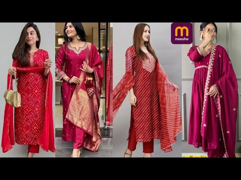 Meesho affordable red kurta sets haul/festive special/New year/sankranthi#meesho#kurtiset