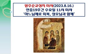 양주순교성지 미사(연중19주간 수요일 11시 미사 2023.8.16.'하느님께로 회복, 성모님과 함께')