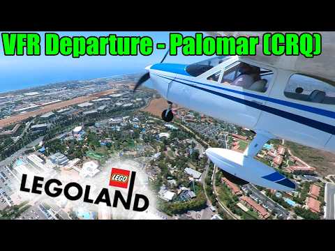 Full Palomar Airport (CRQ) VFR Departure  Over Legoland & Beaches - Cessna C177B