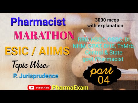 Pharmacist Marathon part4 P. JURISPRUDENCE(51-70)/Important Mcq #esic_pharmacist #aiims #pharmacist