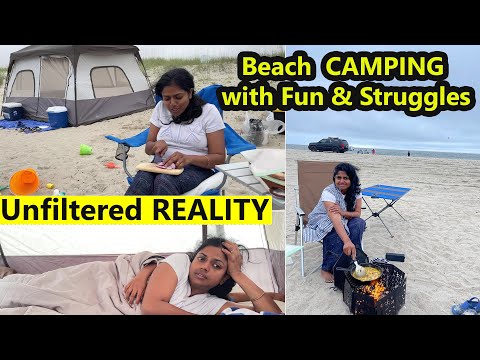 Beach CAMPINGல் ஒரு நாள் 🏕 / What we did for morning breakfast at TENT camping~ Family Traveler VLOG