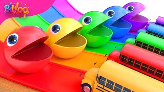 Learn Colors with PACMAN VS SchoolBus and Farm Magic Slide | BluLoo Nursery Rhymes & Kids Songs