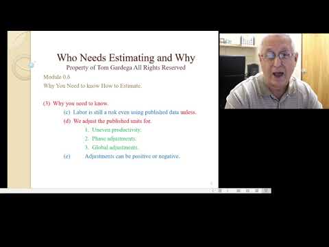 Mod 0 6 Who Needs to Know Estimating and Why