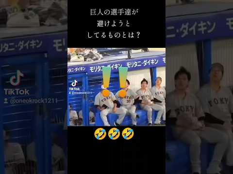 何が落ちてくる🤣？　#巨人#ジャイアンツ#giants#プロ野球#baseball#読売ジャイアンツ#おもしろ#おもしろい##面白い#面白い動画#面白動画#落下#原辰徳#原監督#グータッチ#逃げる