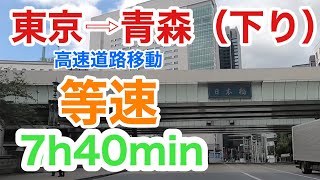 東京⇒青森　下り方面　等速　【日本国道路元標⇒首都高⇒常磐道⇒東北道】7時間40分