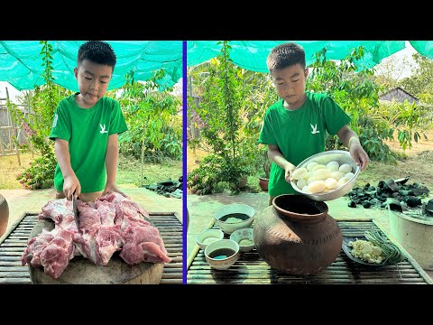 Yummy braised pork and egg with country style - Chef Seyhak