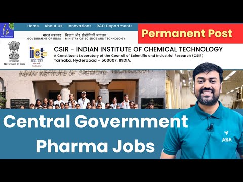 Central Government Pharma Jobs || Pharmacy Technician at Indian Institute of Chemical Technology