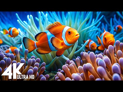 Aquarium 4K VIDEO(ULTRA HD) - Amazing Beautiful Coral Reef Fish - Sleep Relaxing Meditation Music #3