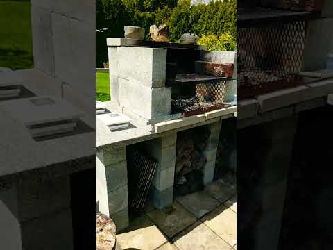 no mortar outdoor kitchen with grill #diy #outdoor