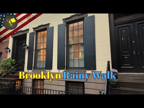 Brooklyn Heights, Rainy Day Walk 4K , Autumn Rain Experience