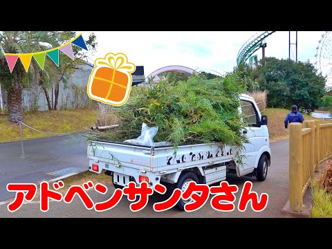 🐼竹の山が到着🚛パンダたちへの特大クリスマスプレゼント竹トラック登場！