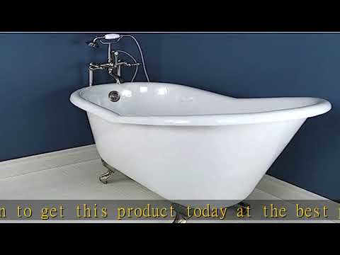 Kingston Brass Aqua Eden VCTND6030NT8 Cast Iron Slipper Clawfoot Bathtub with Brushed Nickel Feet w