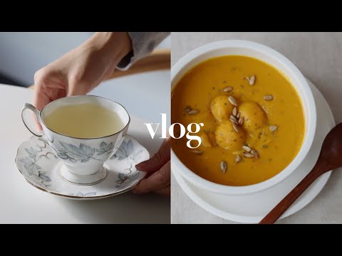 VLOGㅣPerfect Recipes For Rainy Days ☔️🍋🧡Lemon Ginger Tea & Kabocha Pumpkin Soup, Life in Seattle