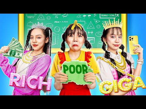 Poor Vs Rich Vs Giga Rich Student At School - Funny Stories About Baby Doll