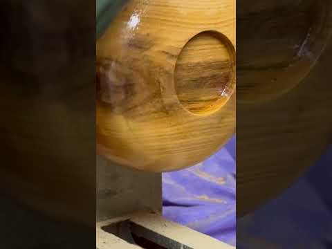 Wood Turning Beautiful Mystery Wood gets first coat of sealer on the outside #Shorts