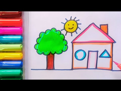 Drawing and Painting  HOUSE for Kids & Toddlers | Simple Drawing, Coloring #drawing