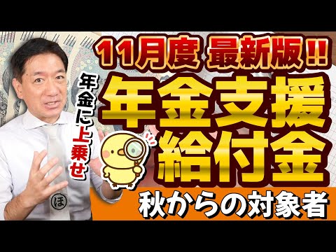 【手続が必要です!! 新たな対象者の方】年金に上乗せ給付金/ 障害・遺族年金給付金/ 給付金額（月額）チェック/ 請求手続き方法/ 補足給付とは/ 厚労省支援/ 詐欺に注意 等〈24年11月時点〉