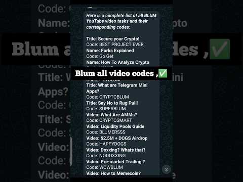 Blum all video codes 21oct #airdrop #crypto #blum