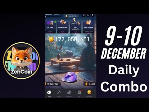 Zen coin daily combo 9 December | Zen coin today combo cards 9 December | Zen coin airdrop