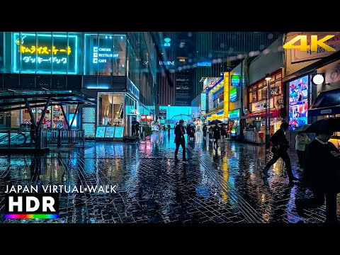 Ginza rainy night walk in Tokyo, Japan • 4K HDR