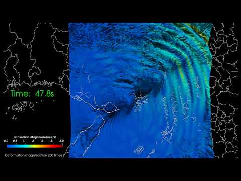 六甲・淡路島断層帯の地震想定(地盤変形は200倍で表示)