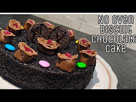 Dark fantasy biscuits cake l Eggless cake without oven