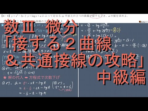 数III 微分 4-8｢接する2 曲線&共通接線｣中級編