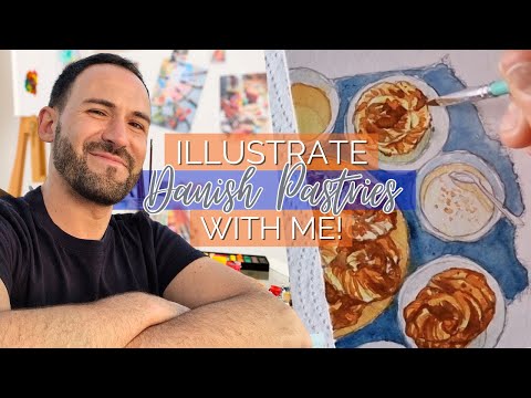 🥐FOOD Illustration in 3 EASY STEPS!🖌️ Watercolour |Journaling | Sketchbook