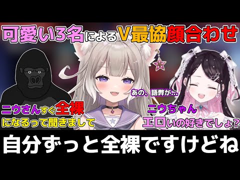 可愛すぎる3人組と見せかけて全裸を愛する？チームの顔合わせ【夜絆ニウ/ネオポルテ/花芽なずな/バーチャルゴリラ/ぶいすぽ/切り抜き/APEX/V最協決定戦/S5/可愛くてごめん/タートルトーク】