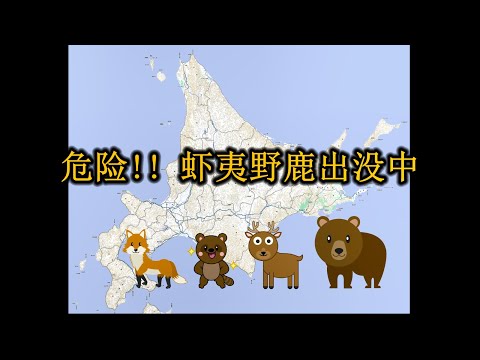 危险！！虾夷野鹿出没中（危険　エゾシカ出没中!!）