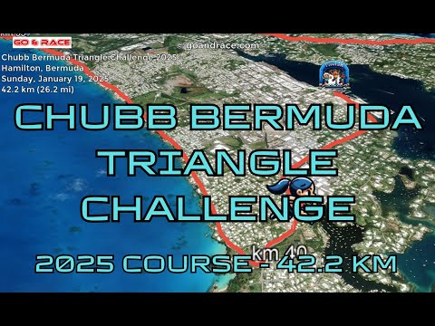 Chubb Bermuda Triangle Challenge 2025: fly over the marathon course! Video of the race path.