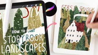 Let's paint a storybook forest in procreate 🌲 EASY procreate tutorial, landscape illustration