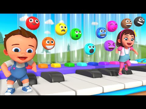 Learn Colors for Children with Little Babies Fun Play Piano Smiley Balls Kindergarten Activities 3D