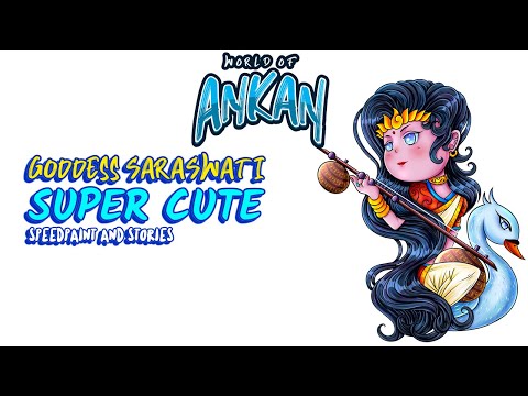 How to draw cute chibi Goddess Saraswati on Clip Studio Paint! Art Tutorial, Speed paint and story!