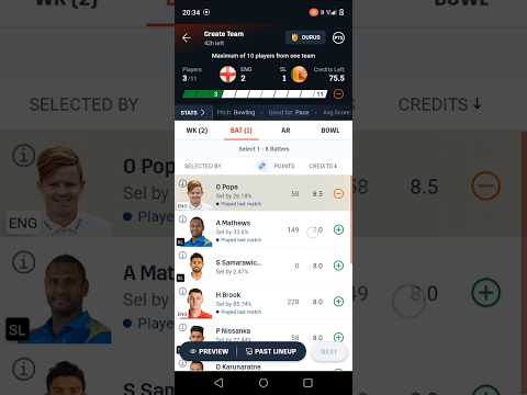 eng vs sl dream11 team kaise banaye | eng vs sl dream11 team kaise banaye #engvssl #dream11team