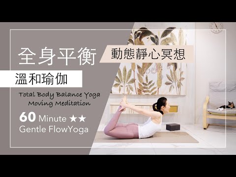 全身平衡/動態靜心冥想【溫和瑜伽】Gentle Flow Yoga ★ ★ #4k畫質 #流動瑜珈 Total Body Balance & Moving Meditation