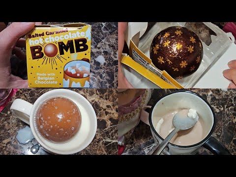 Salted Caramel Hot Chocolate Bomb Made with Belgian Chocolate and Marshmallows Taste Test Review